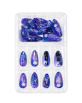 Purple Blue Black Cat Press On Nails | Mystic Halloween Style | Reusable Nail Set