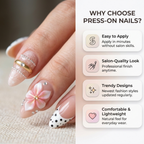 Press-on-nail 3D Gold Leaf French White Press On Nails | Elegant Minimalist Style | Reusable Nail Set 5
