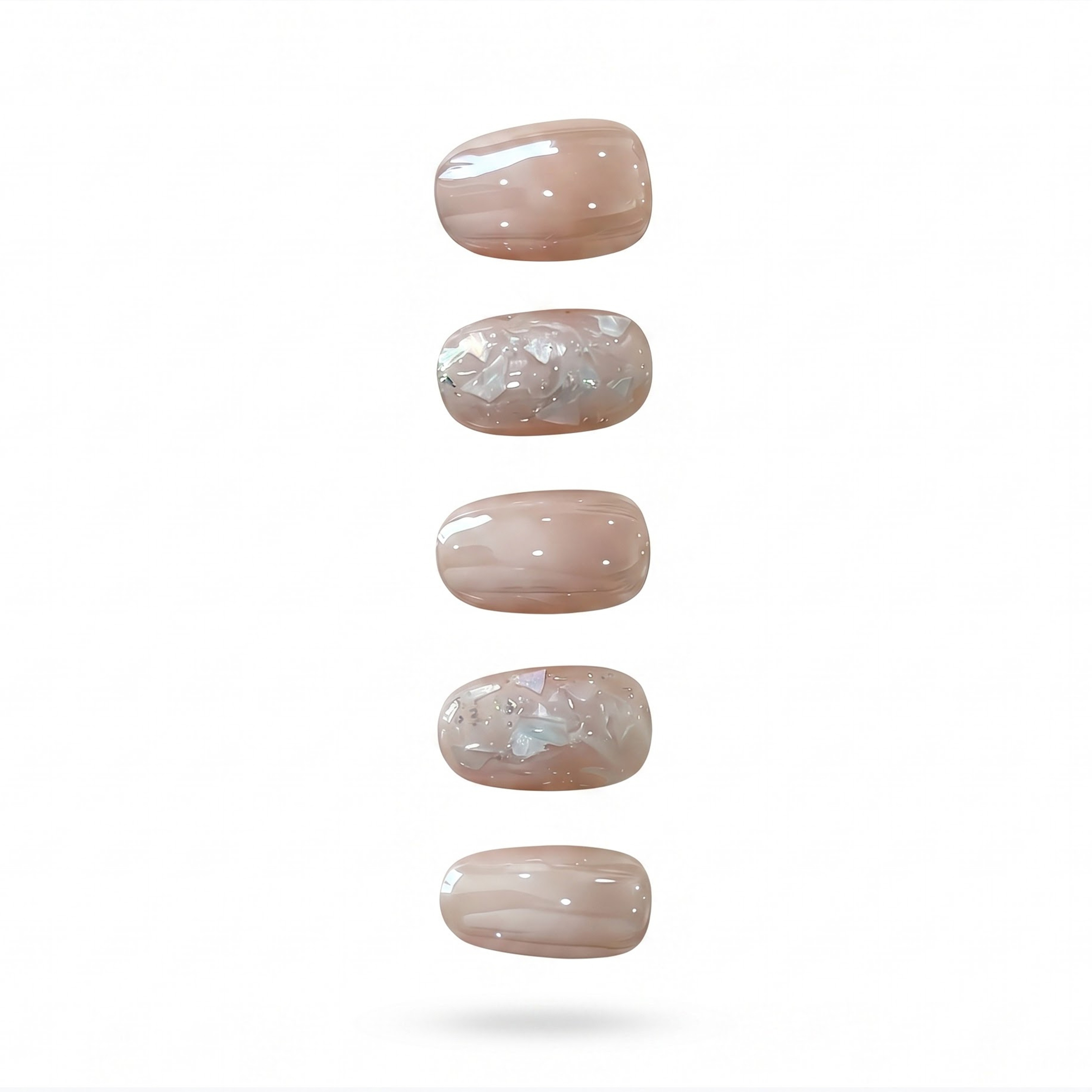 Short Almond Nude Beige & White Foil Marble Press On Nails | Clean Girl Quiet Luxury Minimalist Style | Reusable Nail Set