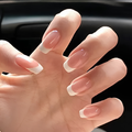 Classic French Tip Press On Nails in Pale Pink with White Tips | Timeless Elegant Style | Reusable Nail Set