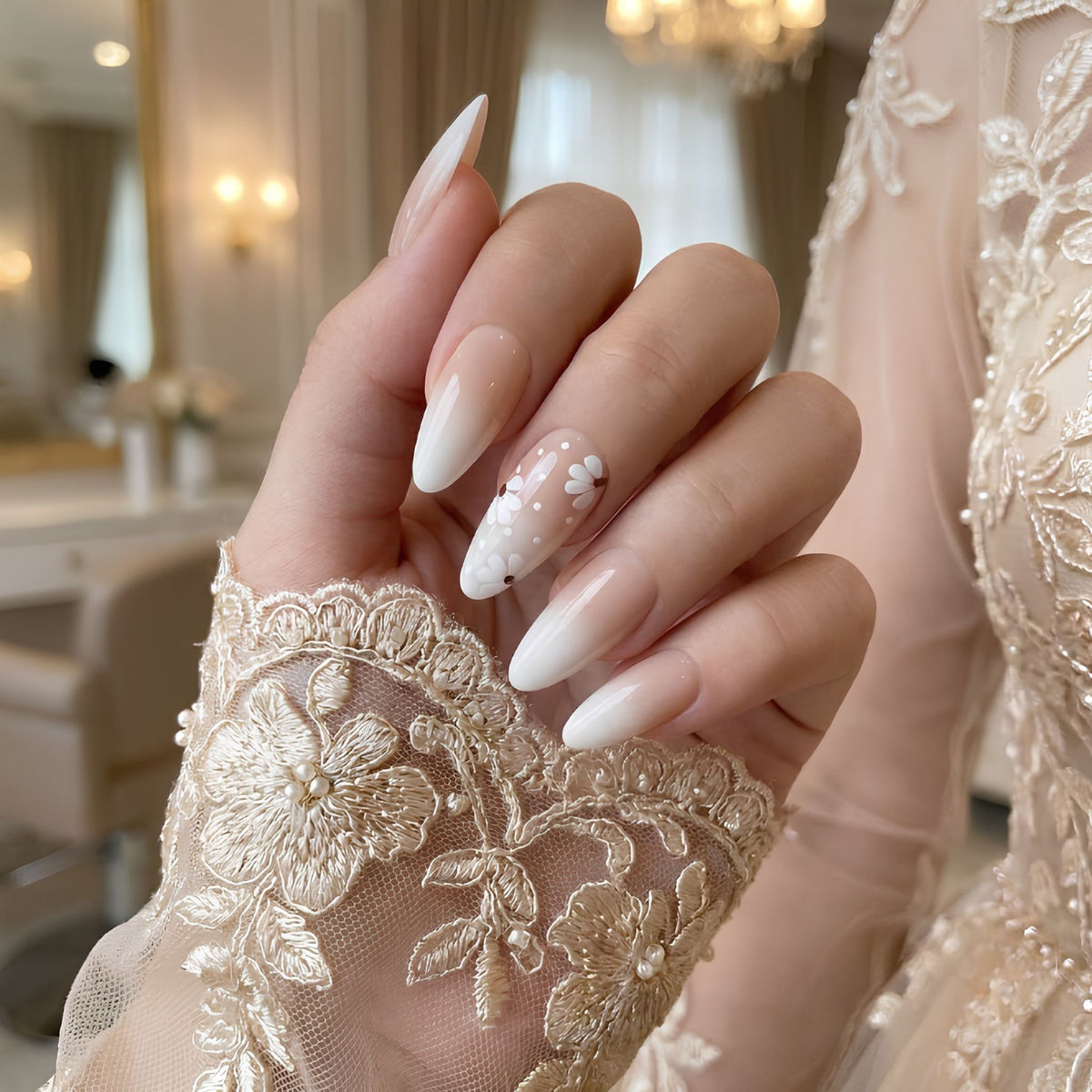 French Ombre Daisy Press-On Nails - photo 3