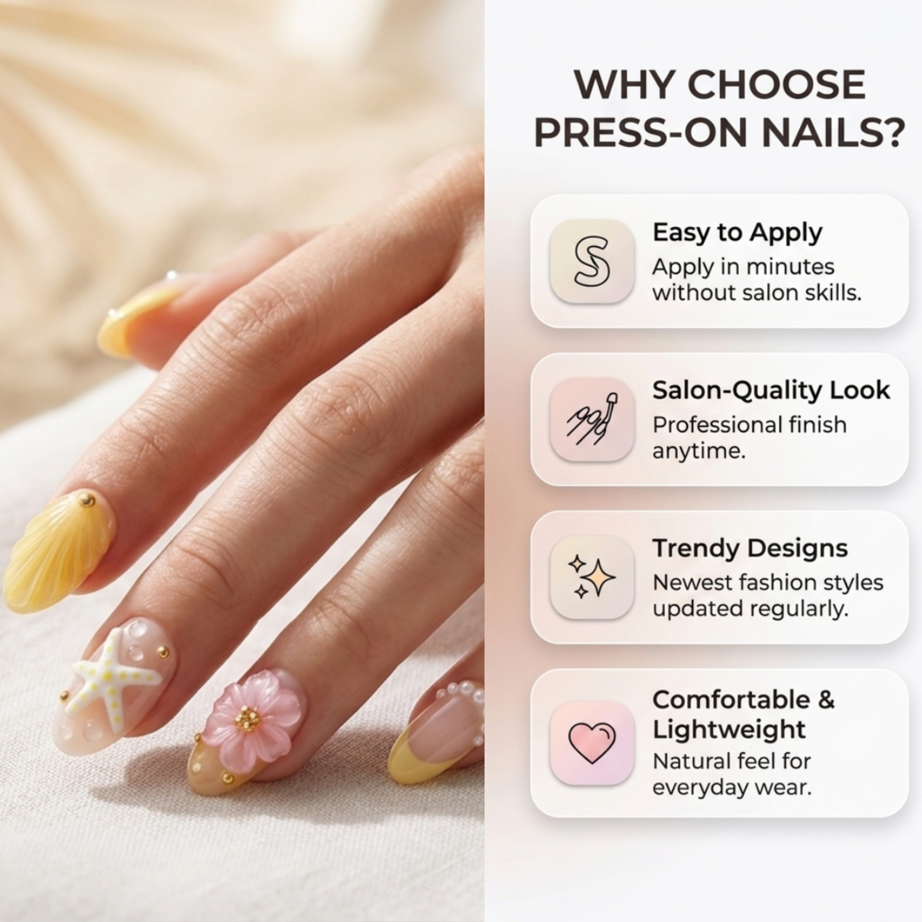 Almond Nail Art, Cat Eye Nail Art, Starfish Nail Art, French/American Style