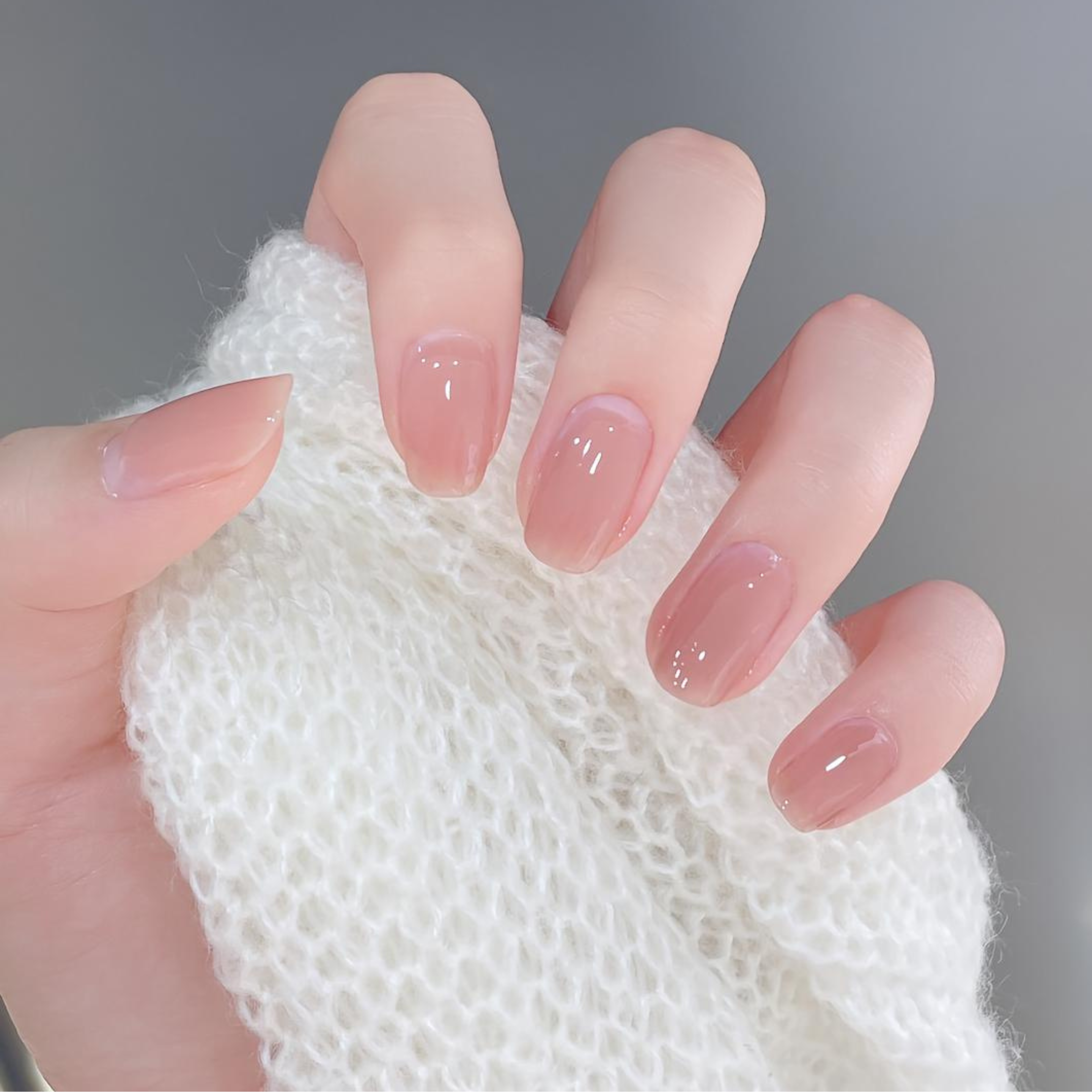 Short Almond Nude Pink Gradient Press On Nails | Quiet Luxury Minimalist Style | Reusable Nail Set
