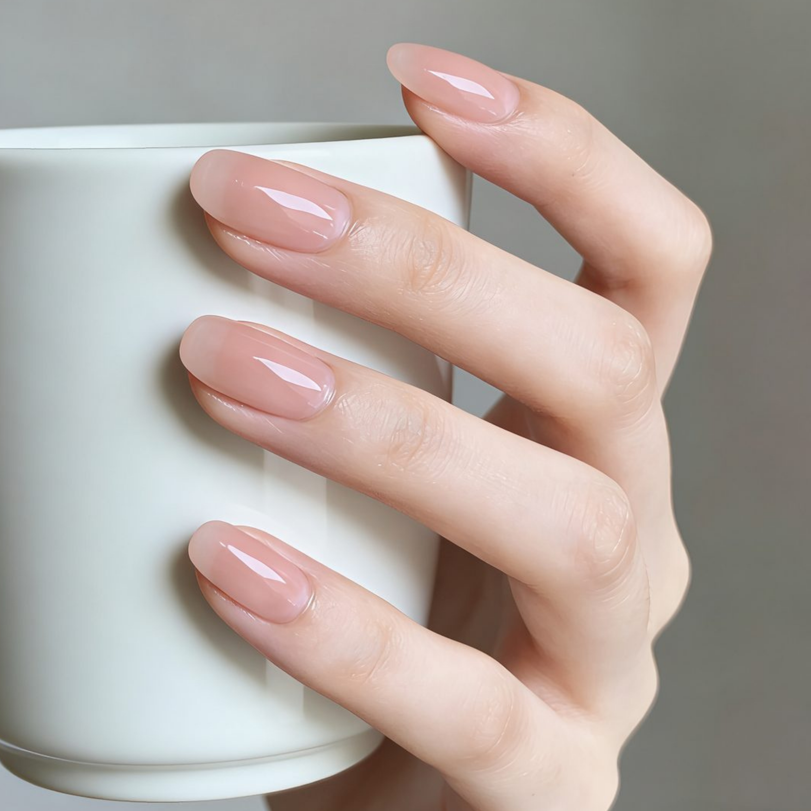 Short Almond Nude Pink Gradient Press On Nails | Quiet Luxury Minimalist Style | Reusable Nail Set