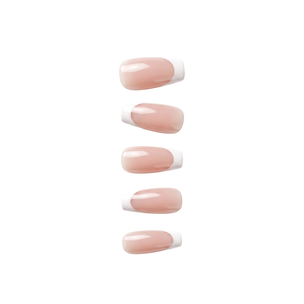 Press-on-nail Classic French Tip Press On Nails in Pale Pink with White Tips | Timeless Elegant Style | Reusable Nail Set 2