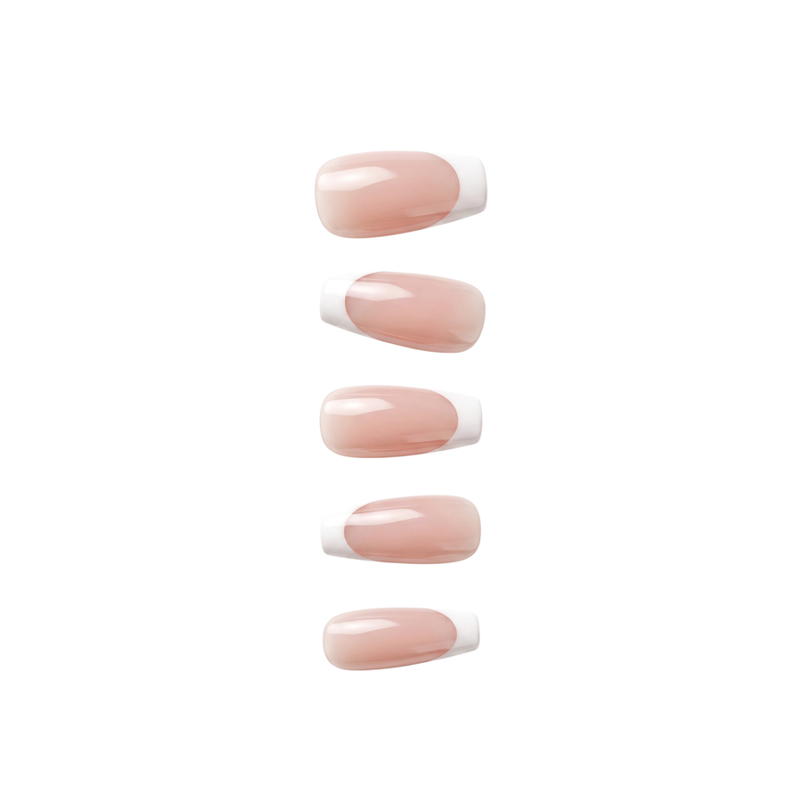Classic French Tip Press On Nails in Pale Pink with White Tips | Timeless Elegant Style | Reusable Nail Set - góc chụp 2