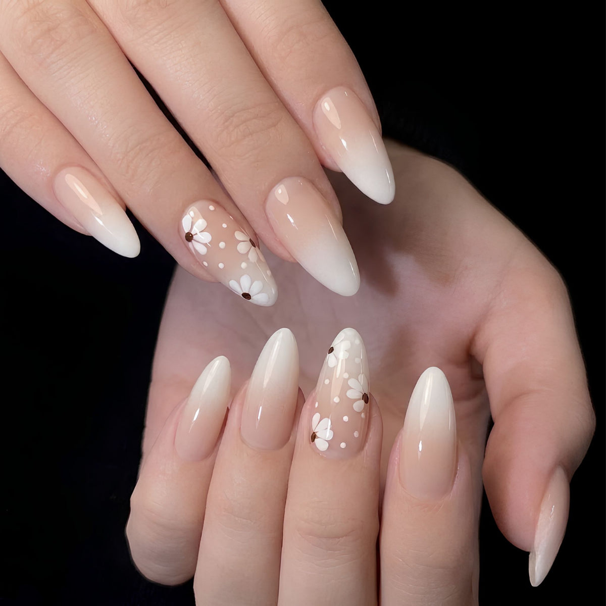 French Ombre Daisy Press-On Nails - photo 4