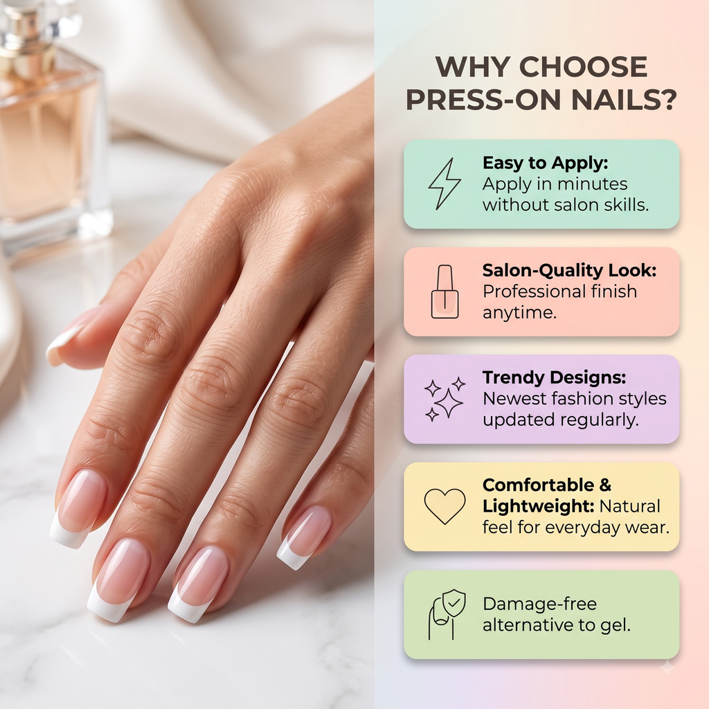Press-on-nail Classic French Tip Press On Nails in Pale Pink with White Tips | Timeless Elegant Style | Reusable Nail Set 4