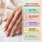 Press-on-nail Classic French Tip Press On Nails in Pale Pink with White Tips | Timeless Elegant Style | Reusable Nail Set 4