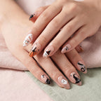 Press-on-nail Short Almond Kawaii Halloween Black Cat & Pumpkin Press On Nails | Cute Spooky Aesthetic | Reusable Nail Set 2