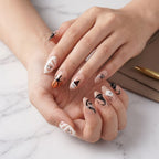 Press-on-nail Short Almond Kawaii Halloween Black Cat & Pumpkin Press On Nails | Cute Spooky Aesthetic | Reusable Nail Set 1