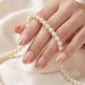 Press-on-nail Short Square Pink & Gold Glitter French Press On Nails | Elegant Minimalist Style | Reusable Nail Set 1