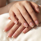 Press-on-nail Short Square Pink & Gold Glitter French Press On Nails | Elegant Minimalist Style | Reusable Nail Set 2