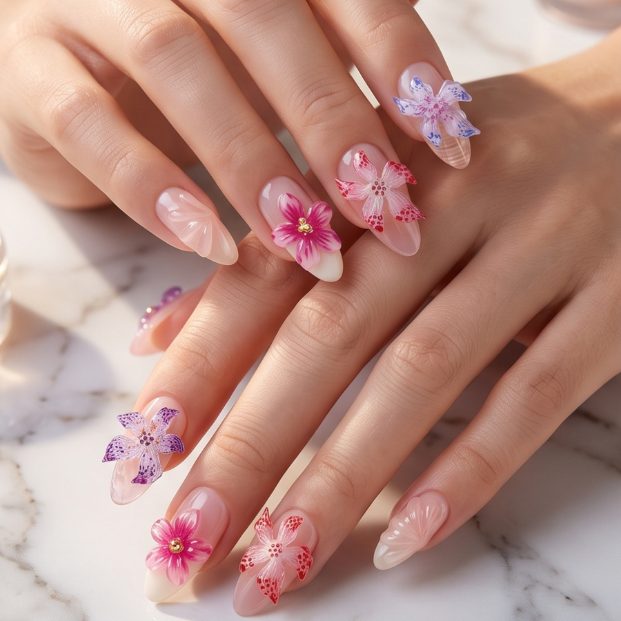 Soft Crystal Flower Nail Art Accessories - góc chụp 3