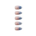 Cat Eye Holographic Nude White Floral Press-On Nails