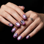 Purple Cat Eye Bat & Spider Web Halloween Nails - photo 1