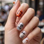 Press-on-nail Pumpkin Ghost Halloween Press On Nails | Cute Spooky Style | Reusable Nail Set 1