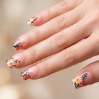 Press-on-nail Pink Rose French Press On Nails | Romantic Floral Style | Reusable Nail Set 1