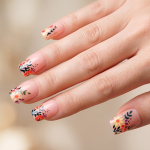 Pink Rose French Press On Nails | Romantic Floral Style | Reusable Nail Set