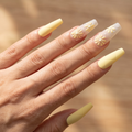 Press-on-nail Long Golden Daisy Press On Nails | Elegant Floral Style | Reusable Nail Set 1