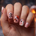 Press-on-nail Orange Pumpkin Ghost Halloween Press On Nails | Cute Halloween Style | Reusable Nail Set 1