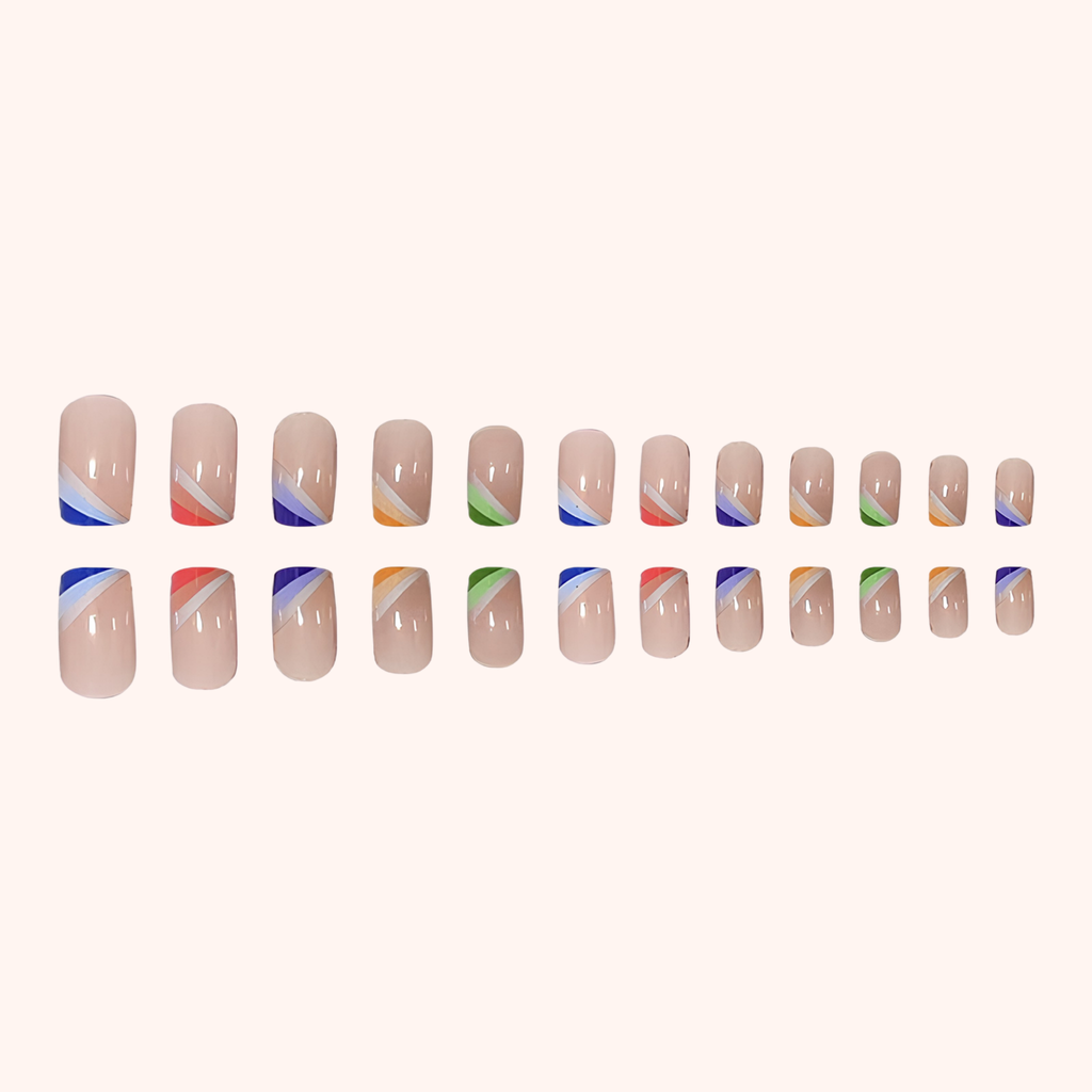Pastel Gradient Square French Tip Press-On Nails