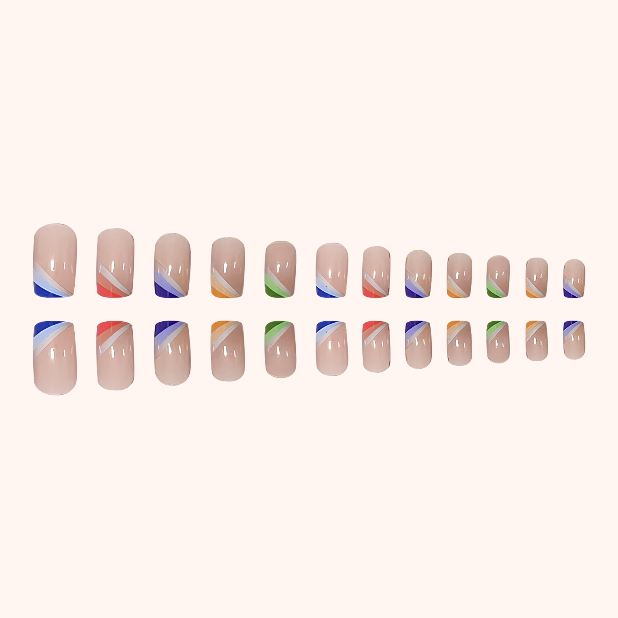 Pastel Gradient Square French Tip Press-On Nails