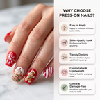 Press-on-nail Red Gingerbread Snowflake Christmas Press On Nails | Festive Holiday Style | Reusable Nail Set 5
