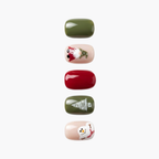 Press-on-nail Santa & Snowman Red Green Christmas Press On Nails | Festive Holiday Style | Reusable Nail Set 2