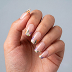 Press-on-nail Purple Spring Floral Jelly French Press On Nails | Fresh Floral Style | Reusable Nail Set 3