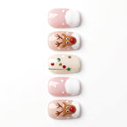 Press-on-nail Milky White Reindeer Winter Press On Nails | Cozy Christmas Style | Reusable Nail Set 2