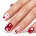 Press-on-nail Red-Nosed Reindeer Square Christmas Press On Nails | Cute Holiday Style | Reusable Nail Set 1