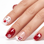 Press-on-nail Red-Nosed Reindeer Square Christmas Press On Nails | Cute Holiday Style | Reusable Nail Set 1
