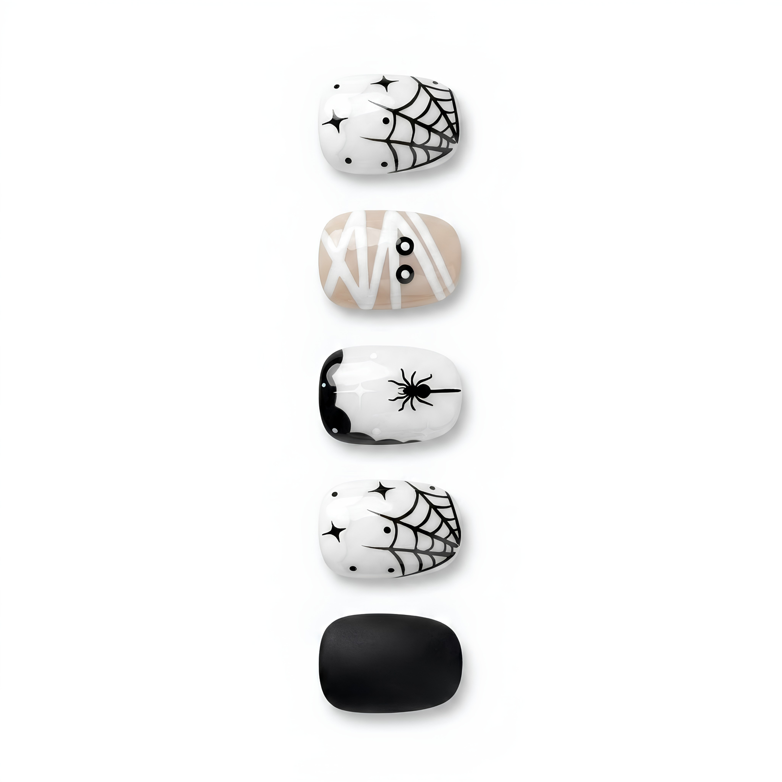 Press-on-nail White Spider Web Halloween Press On Nails | Gothic Spooky Style | Reusable Nail Set 3