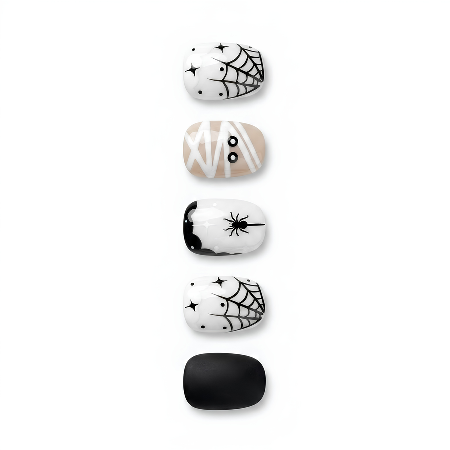 White Spider Web Halloween Press On Nails | Gothic Spooky Style | Reusable Nail Set - highlight 3