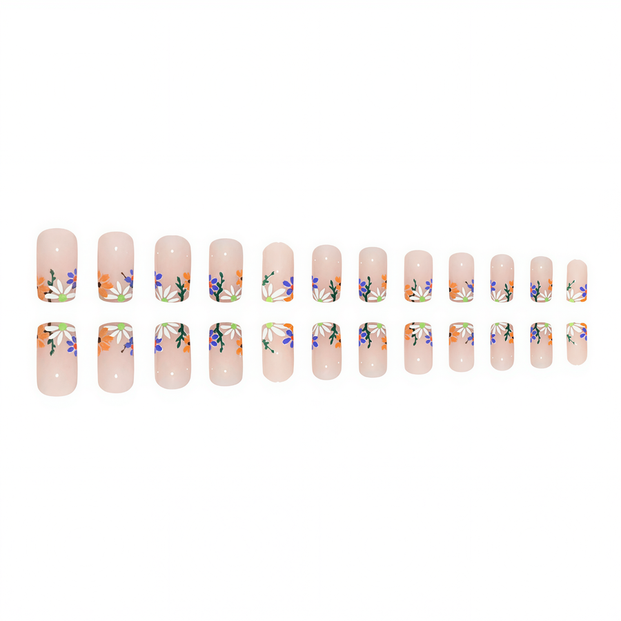 Purple Spring Floral Jelly French Press-On Nails - góc chụp 1