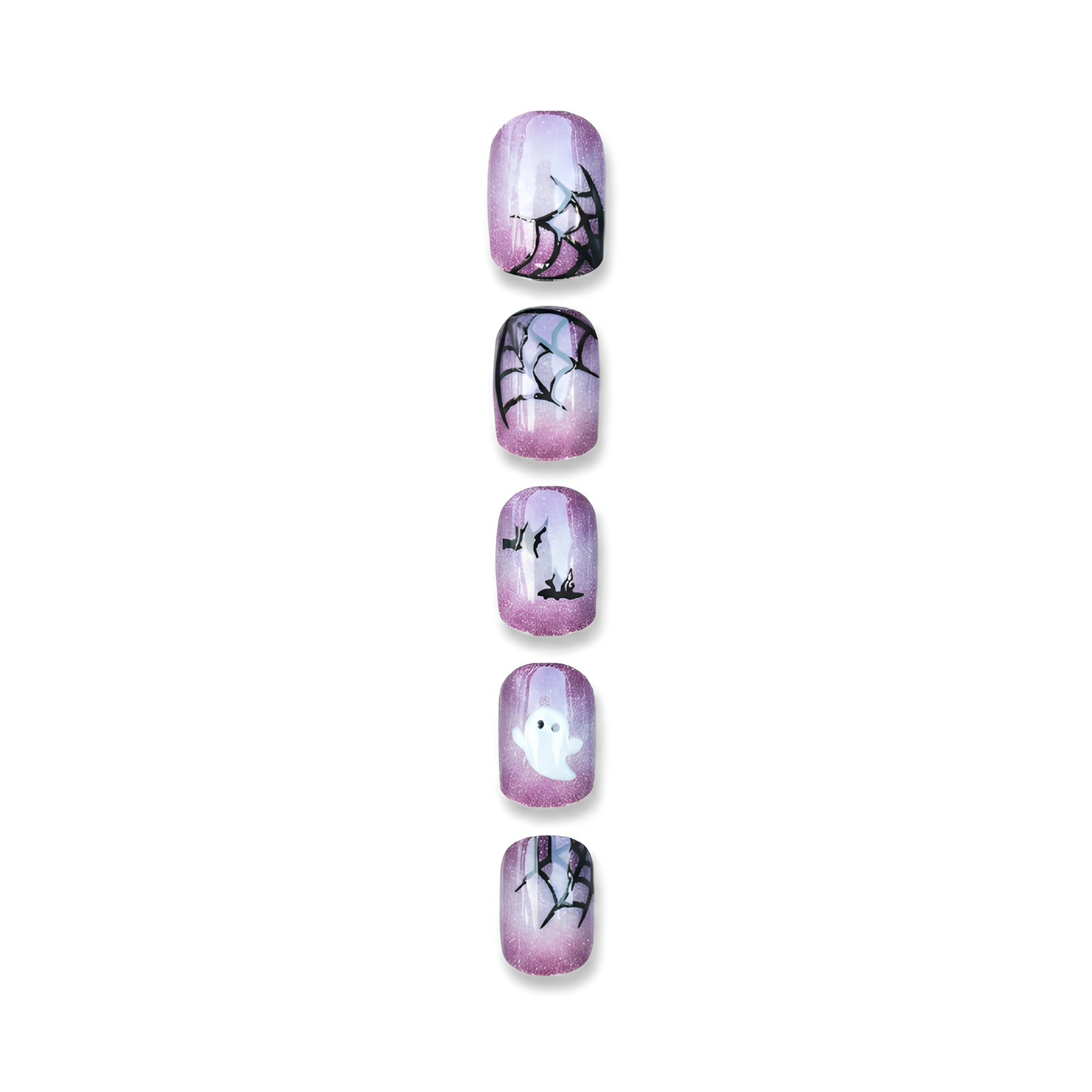Press-on-nail Purple Cat Eye Bat & Spider Web Halloween Press On Nails | Gothic Halloween Style | Reusable Nail Set 3