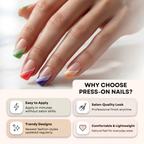 Press-on-nail Square Pastel Gradient French Press On Nails | Minimalist Everyday Style | Reusable Nail Set 5