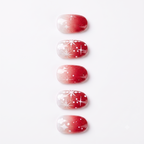 Press-on-nail Short Round Red Snowflake Press On Nails | Cozy Winter Style | Reusable Nail Set 2