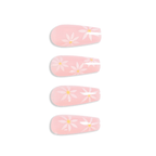 Ballet French Sunflower Press On Nails | Elegant Floral Style | Reusable Nail Set