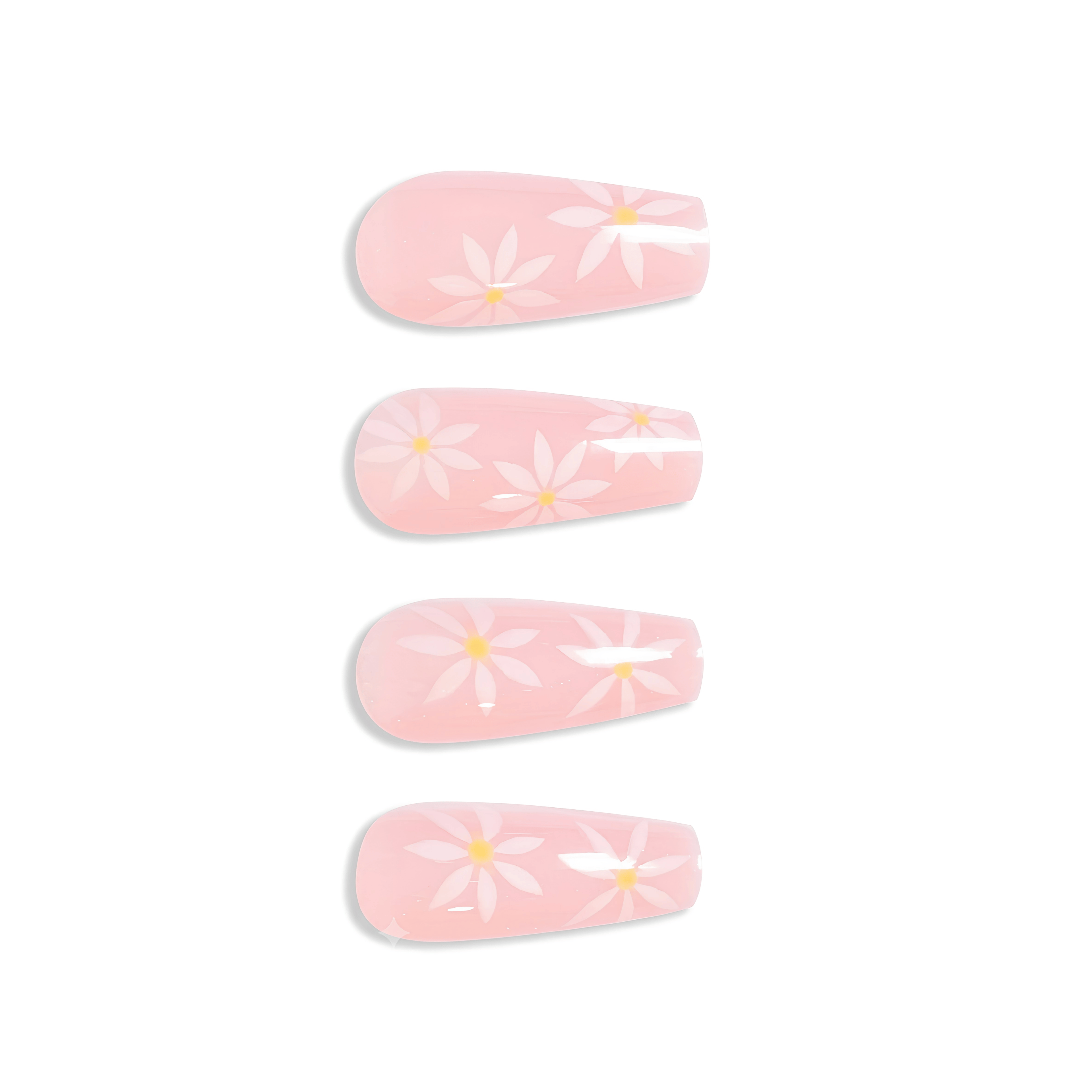 Ballet French Sunflower Press On Nails | Elegant Floral Style | Reusable Nail Set
