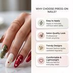 Press-on-nail Glitter Antler Snowflake Christmas Press On Nails | Winter Holiday Style | Reusable Nail Set 4