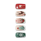 Press-on-nail Red & White Christmas Tree Reindeer Press On Nails | Festive Holiday Style | Reusable Nail Set 2