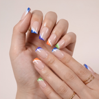 Press-on-nail Square Pastel Gradient French Press On Nails | Minimalist Everyday Style | Reusable Nail Set 2