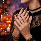 Press-on-nail Orange Pumpkin Ghost Halloween Press On Nails | Cute Halloween Style | Reusable Nail Set 4