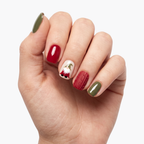 Press-on-nail Santa & Snowman Red Green Christmas Press On Nails | Festive Holiday Style | Reusable Nail Set 1