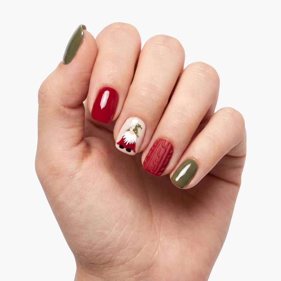 Santa & Snowman Red Green Christmas Press On Nails | Festive Holiday Style | Reusable Nail Set - highlight 1