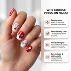 Press-on-nail Red-Nosed Reindeer Square Christmas Press On Nails | Cute Holiday Style | Reusable Nail Set 4
