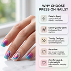 Press-on-nail Rainbow Star Square French Press On Nails | Cute Y2K Style | Reusable Nail Set 6
