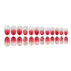 Press-on-nail Short Round Red Snowflake Press On Nails | Cozy Winter Style | Reusable Nail Set 5